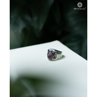 Nhẫn Bạc Nam Amethyst Oval - Bạc 950 Phủ Bạch Kim