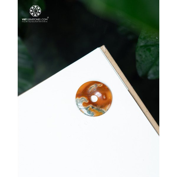 Mặt dây chuyền Đồng điếu Mã Não Rêu (Moss Agate) size L