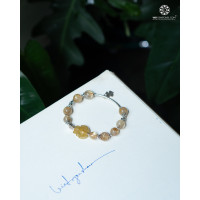 Lắc Tay Hồ Ly Thạch Anh Tóc Vàng Charm Charm Bạc