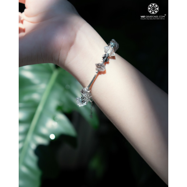 Lắc Tay Mân Côi Herkimer Diamond 02