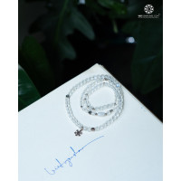 Vòng tay đá mặt trăng Moonstone 5mm charm bạc quấn 3 lines 