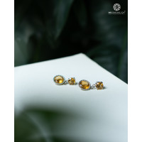 Bông Tai Đá Citrine Thạch Anh Vàng