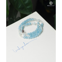 Chuỗi 50 Kinh Đá Hải Lam Ngọc Aquamarine 6mm 3 lines