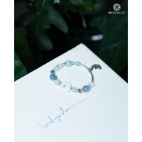 Lắc Tay Mặt Trăng Moonstone x Hải Lam Ngọc Charm Bạc