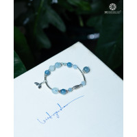 Lắc Tay Aquamarine (Hải Lam Ngọc) Charm Bạc 