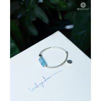 Lắc Tay Ngũ Điếu Aquamarine (Hải Lam Ngọc) Charm Bạc