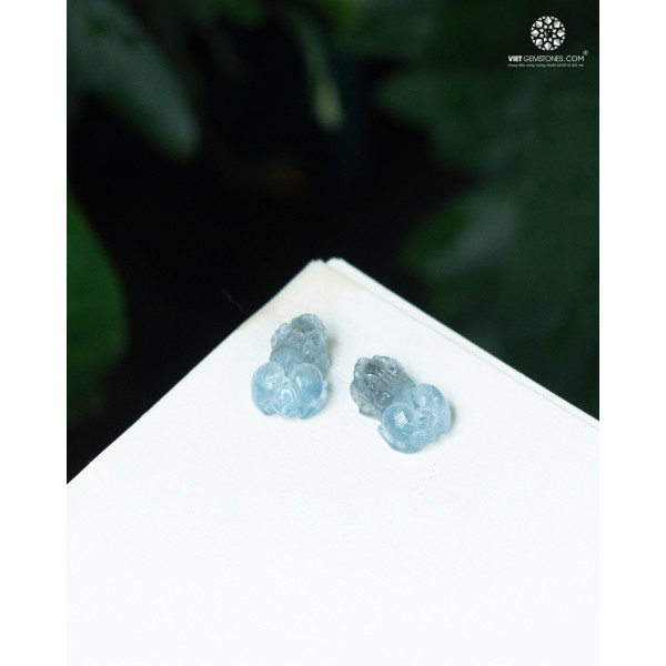 Mặt Dây Chuyền Tỳ Hưu Hải Lam Ngọc Aquamarine