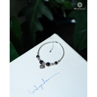 Lắc Tay Đá Obsidian Charm Bạc Thái