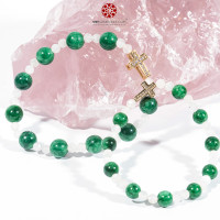 Vòng Chuỗi Mân Côi Diopside 10mm Thánh Giá pha lê